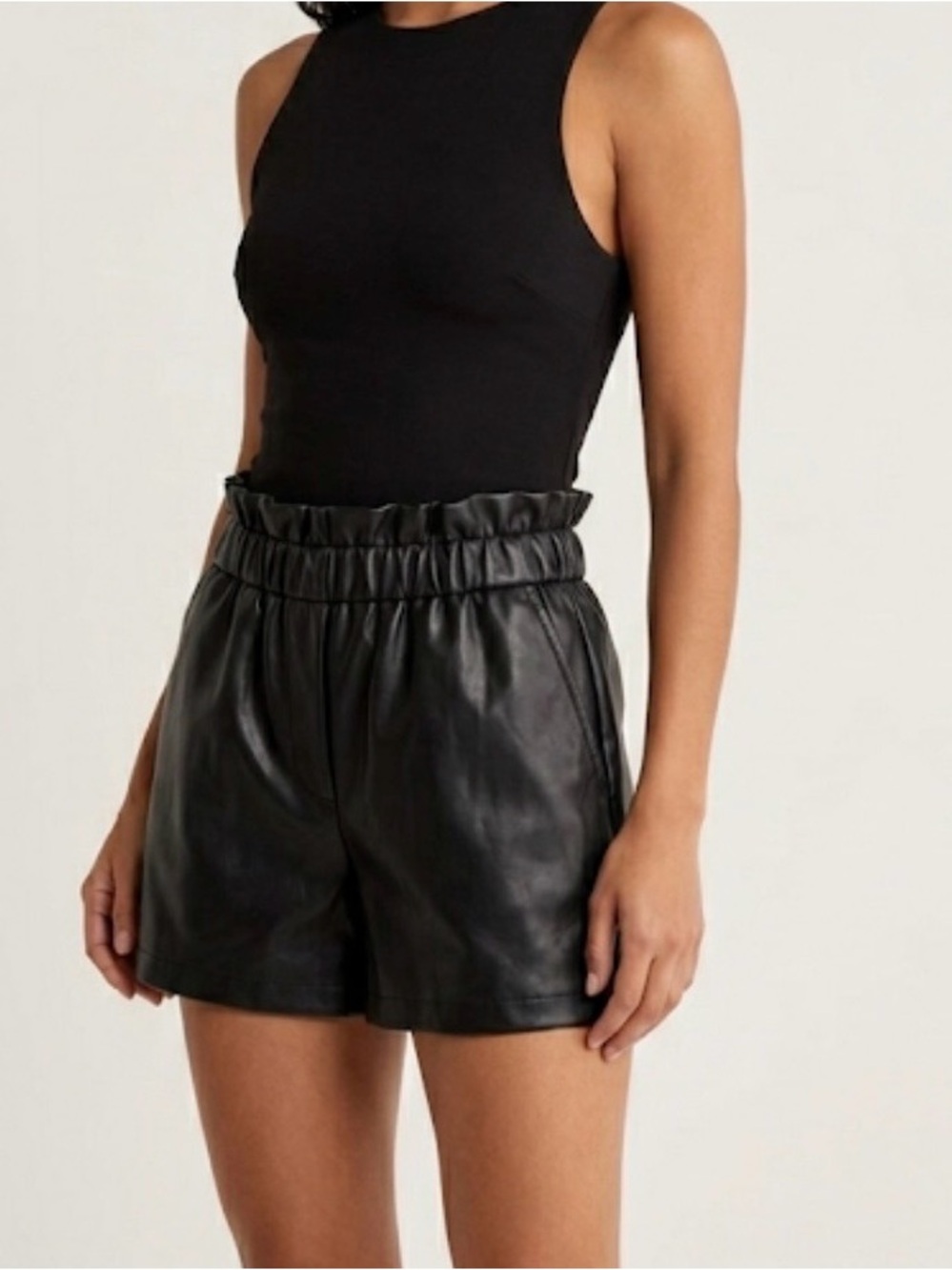 BCBGeneration High Waist vegan Leather Black Shorts
